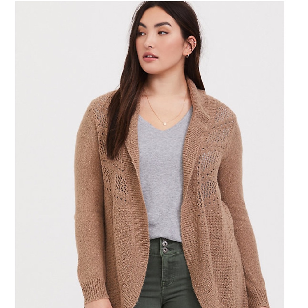 Torrid Pointelle Knit Shawl Sweater- size 3